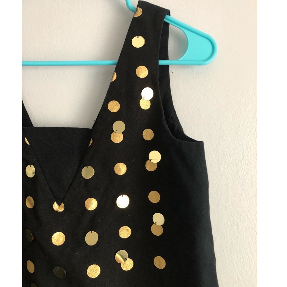 Kate Spade Saturday Black Mini Dress w Gold Sequin - Picture 2 of 5